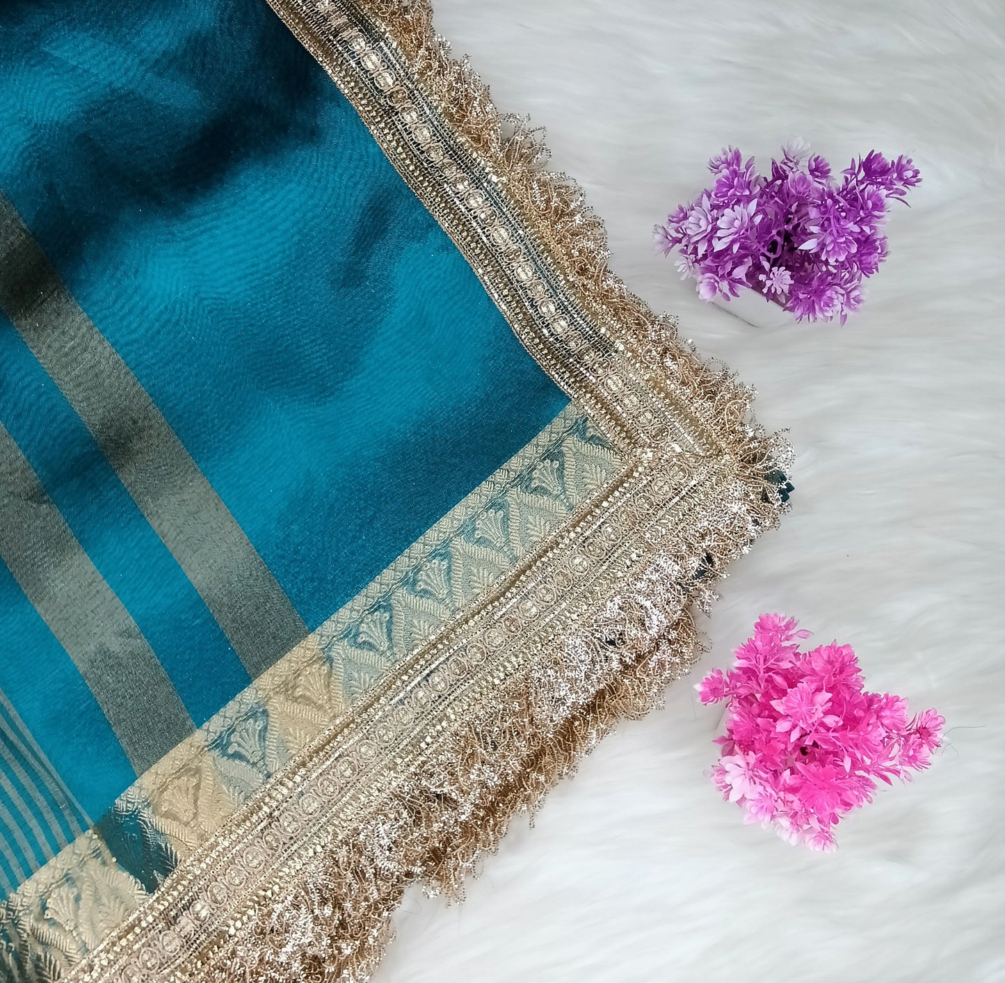 Fancy Tissue Lace Border Saree | SSTL303