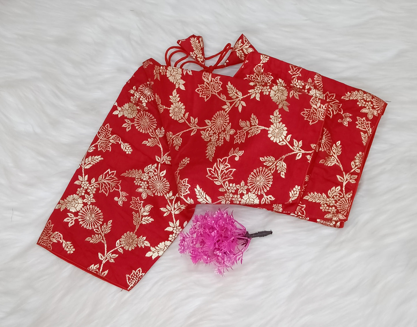 Readymade Blouse Red & Golden | SSRB316
