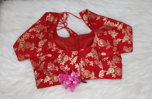 Readymade Blouse Red & Golden | SSRB316