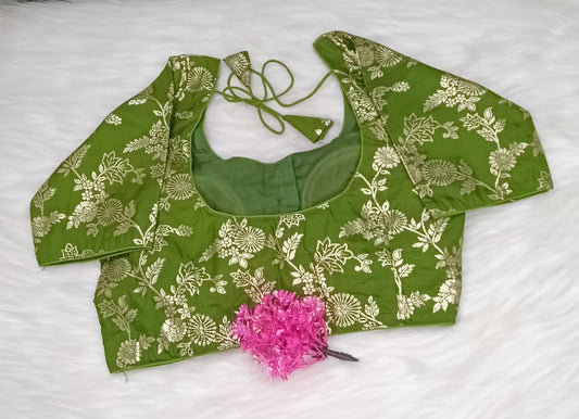 Readymade Blouse Bottle Green & Golden | SSRB316