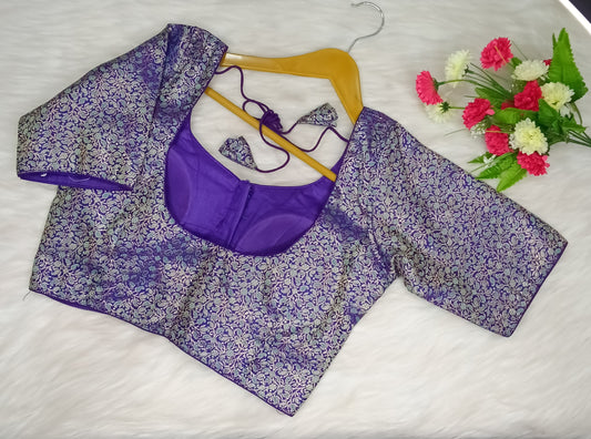 Readymade Blouse Purple & Silver | SSRB316