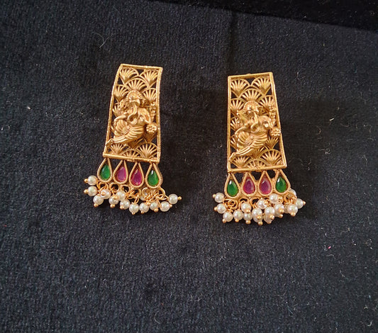 Gold Plated Lord Ganesha Temple Jewellery Set Kundhan & Kemp Set | SSKT030