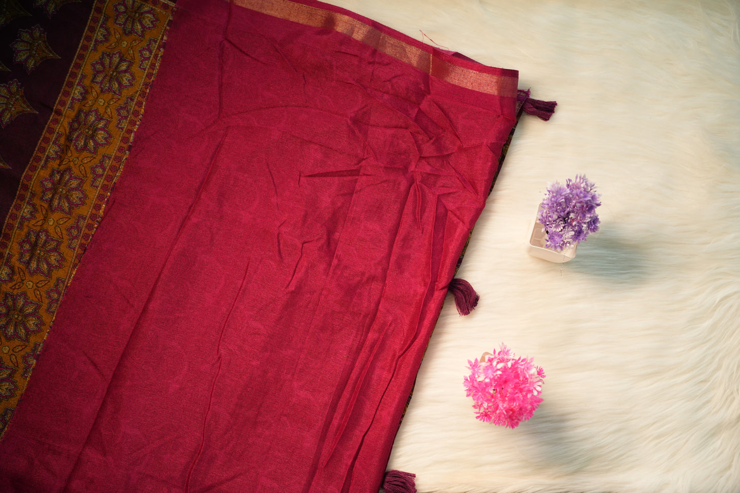 Soft Ajrakh Malai Cotton Saree | SSMC217