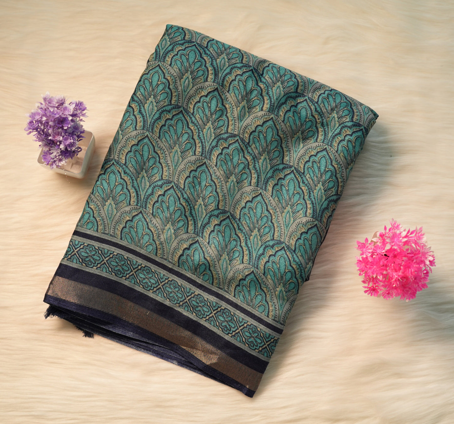Soft Ajrakh Malai Cotton Saree | SSMC217