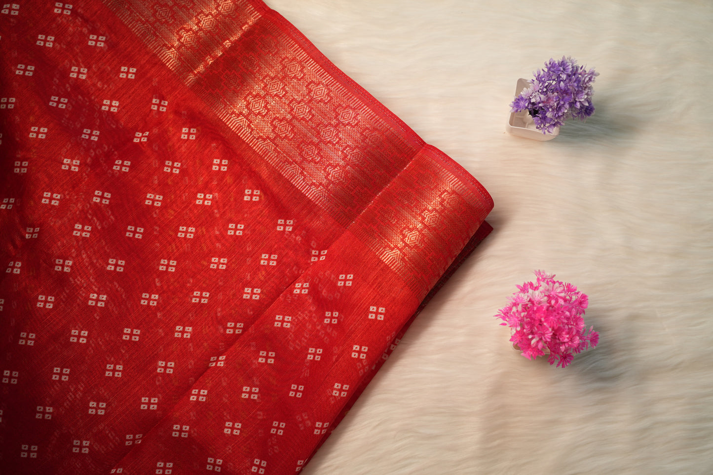 Dobby Border Fancy Flower Design Saree | SSFD225