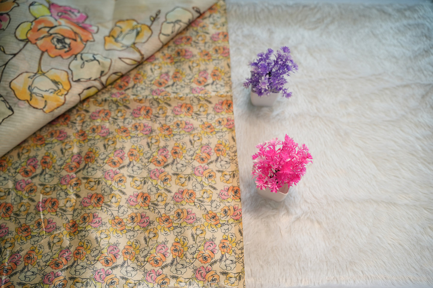Onam Cream Hand Painted Saree | SSOS258