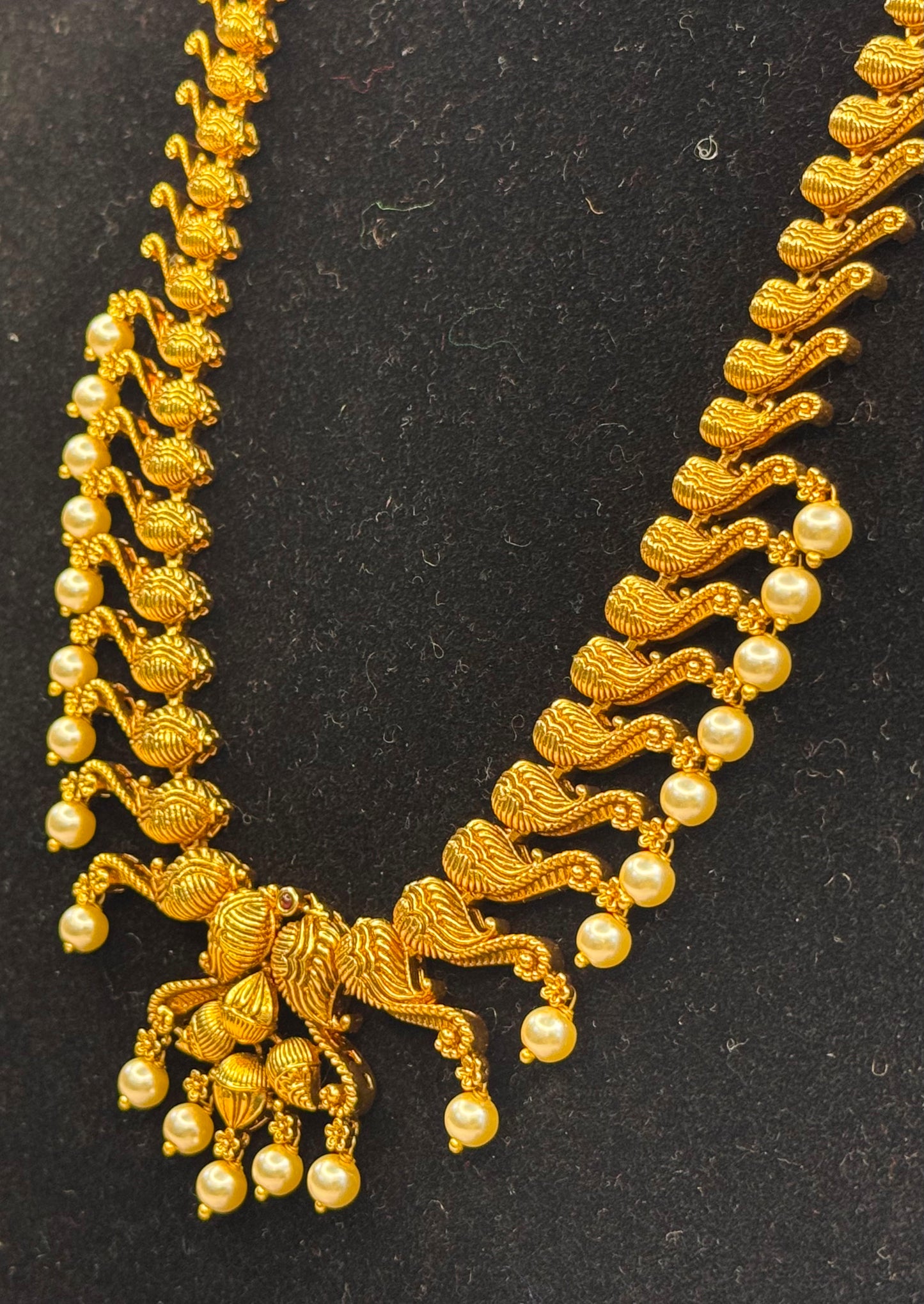 Traditional Peacock Design Gold-Plated Long Haram Necklace B10 | SSTP60