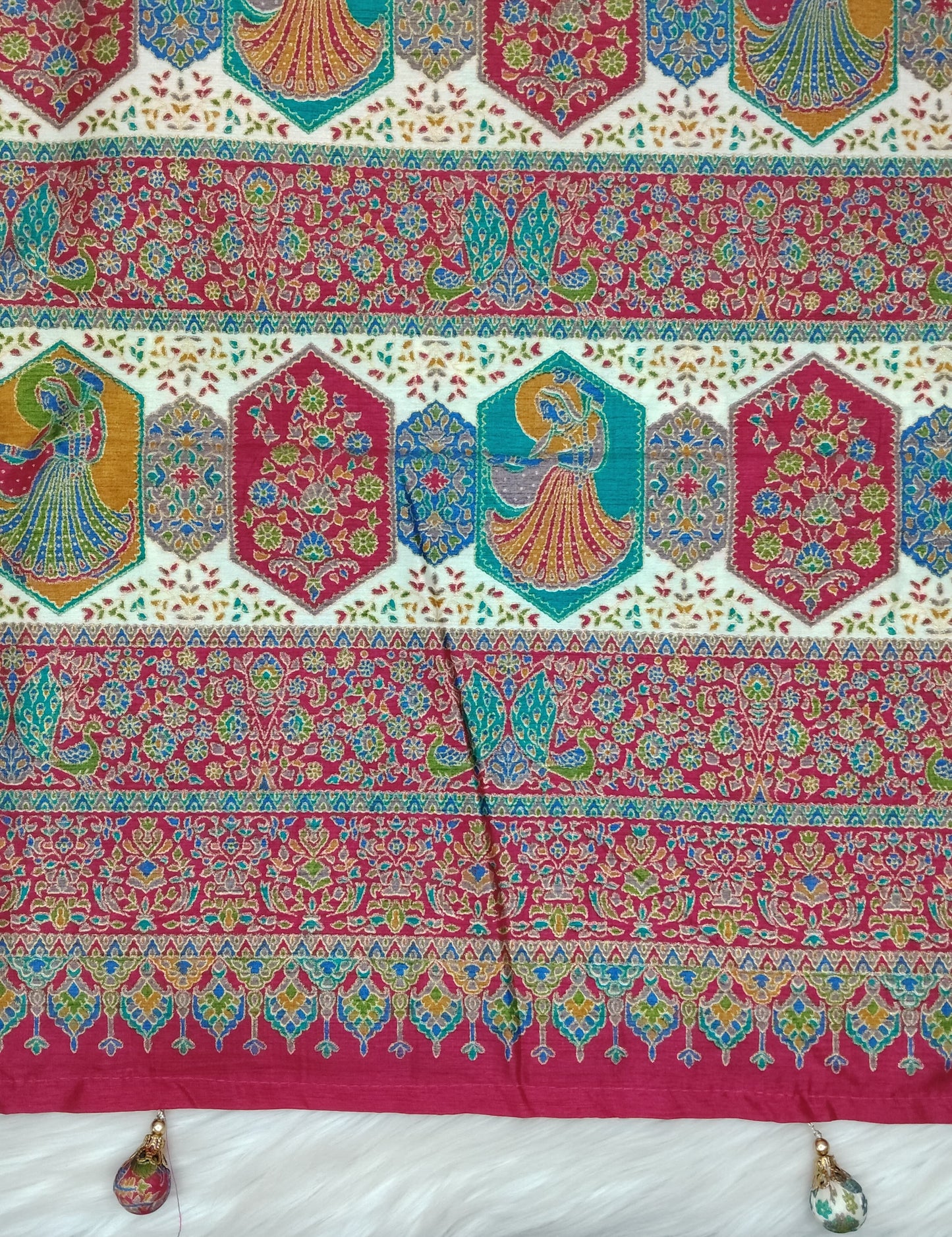 Jaipuri Ivory Silk Saree | SSJS413