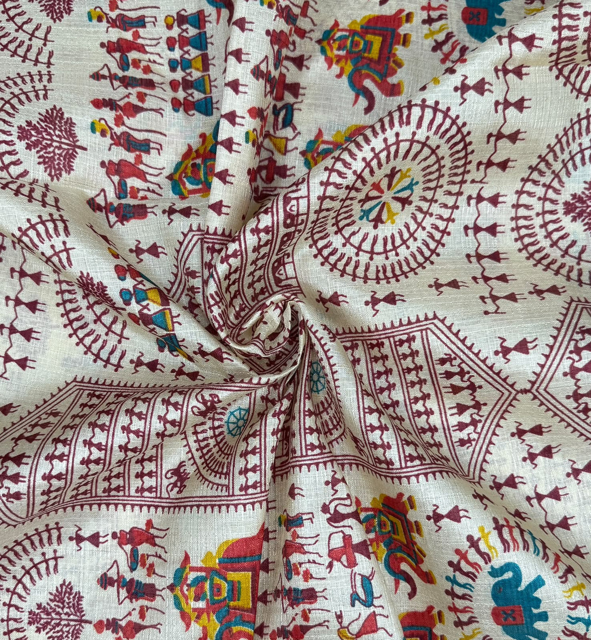 Warli Print Linen Saree | SSWP471