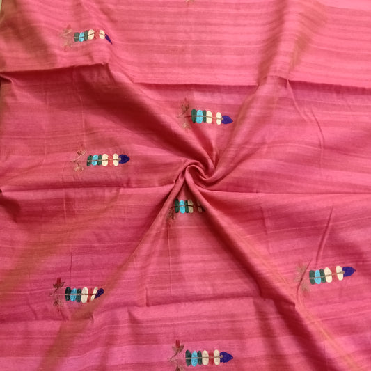 Tussar Jamdani Silk Prink Saree | SSJY320