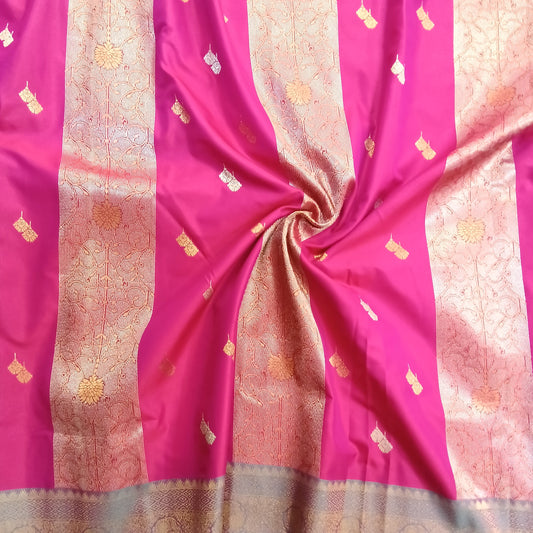Golden Tissue Rani Pink Saree | SSGT354