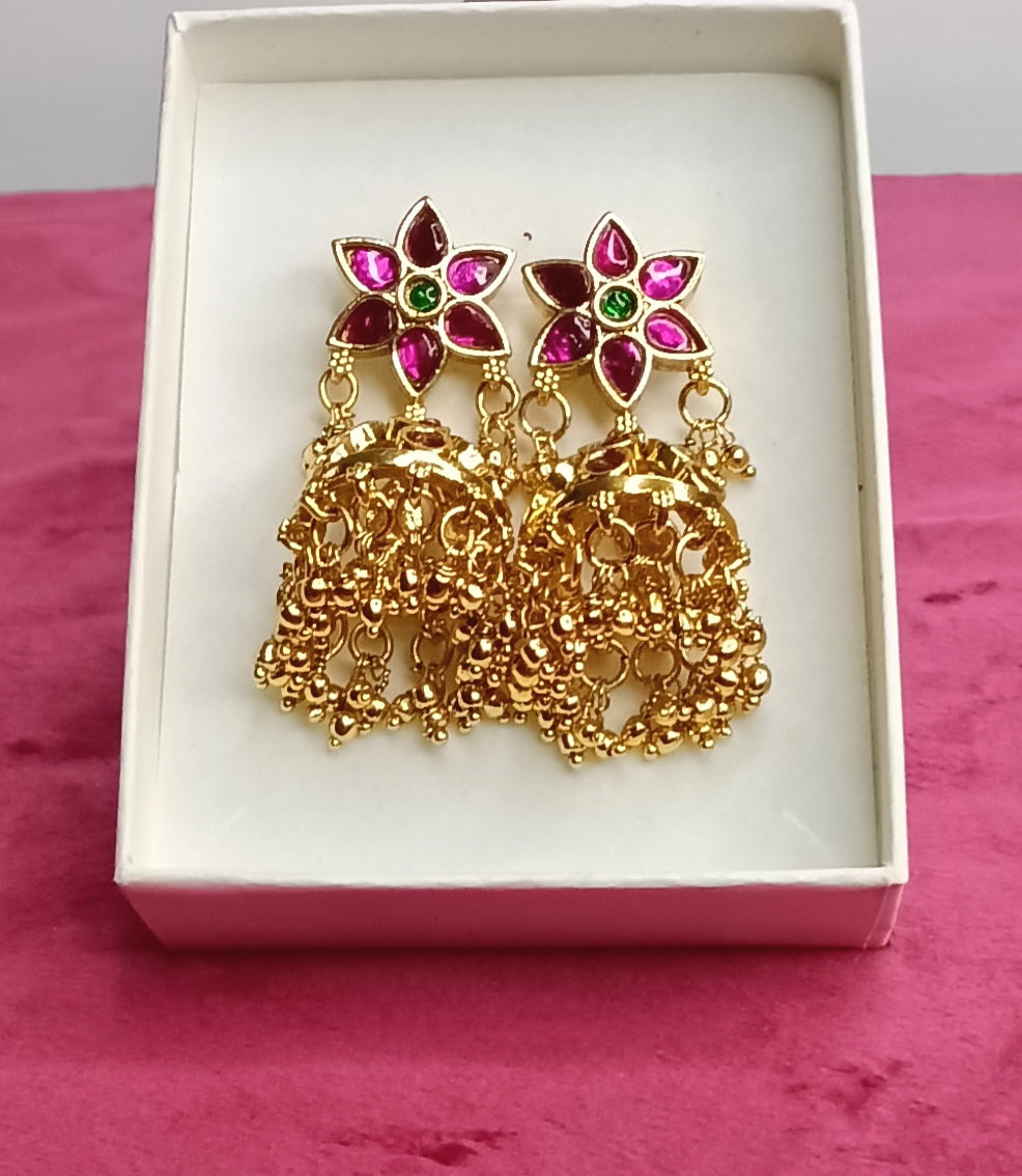 Antique Finish Kemp / Kundan Necklace & Earrings Set | SSAK004