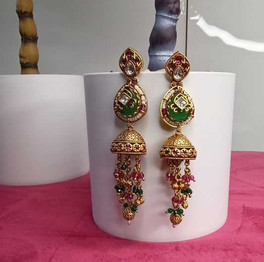 Jadau Rani Haar Layered Necklace Kundhan & Kemp Set | SSBL014