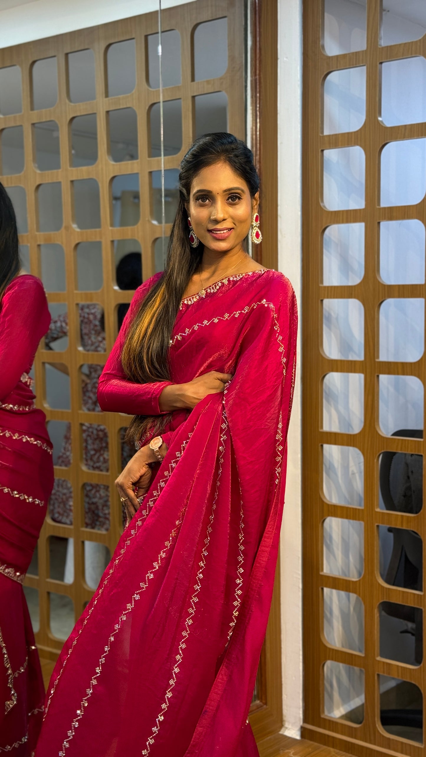 Pink Embellished Delicate RTW Saree | SSED311