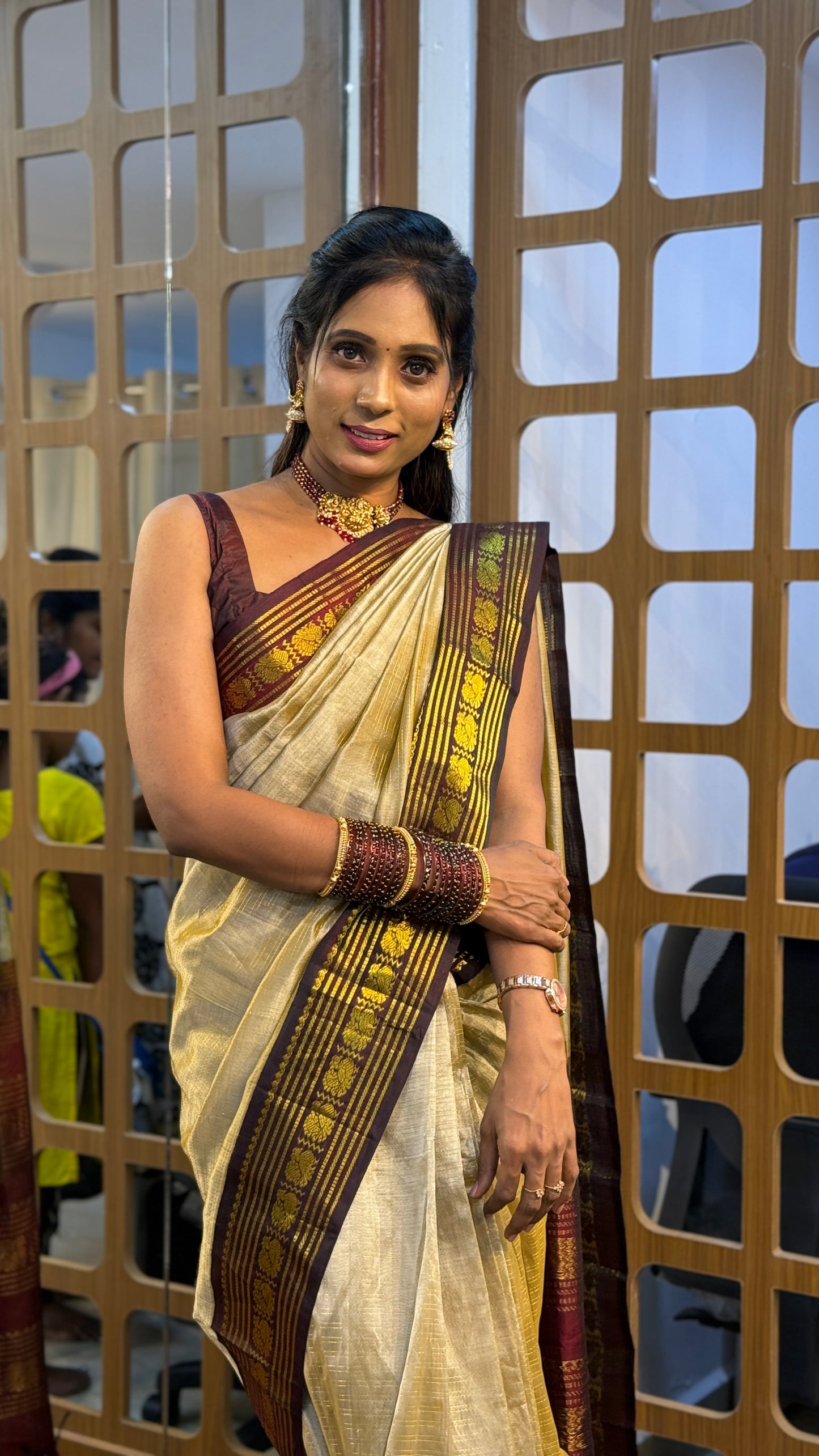 Korvai Saree Maroon & Gold Zari Border | SSSK310
