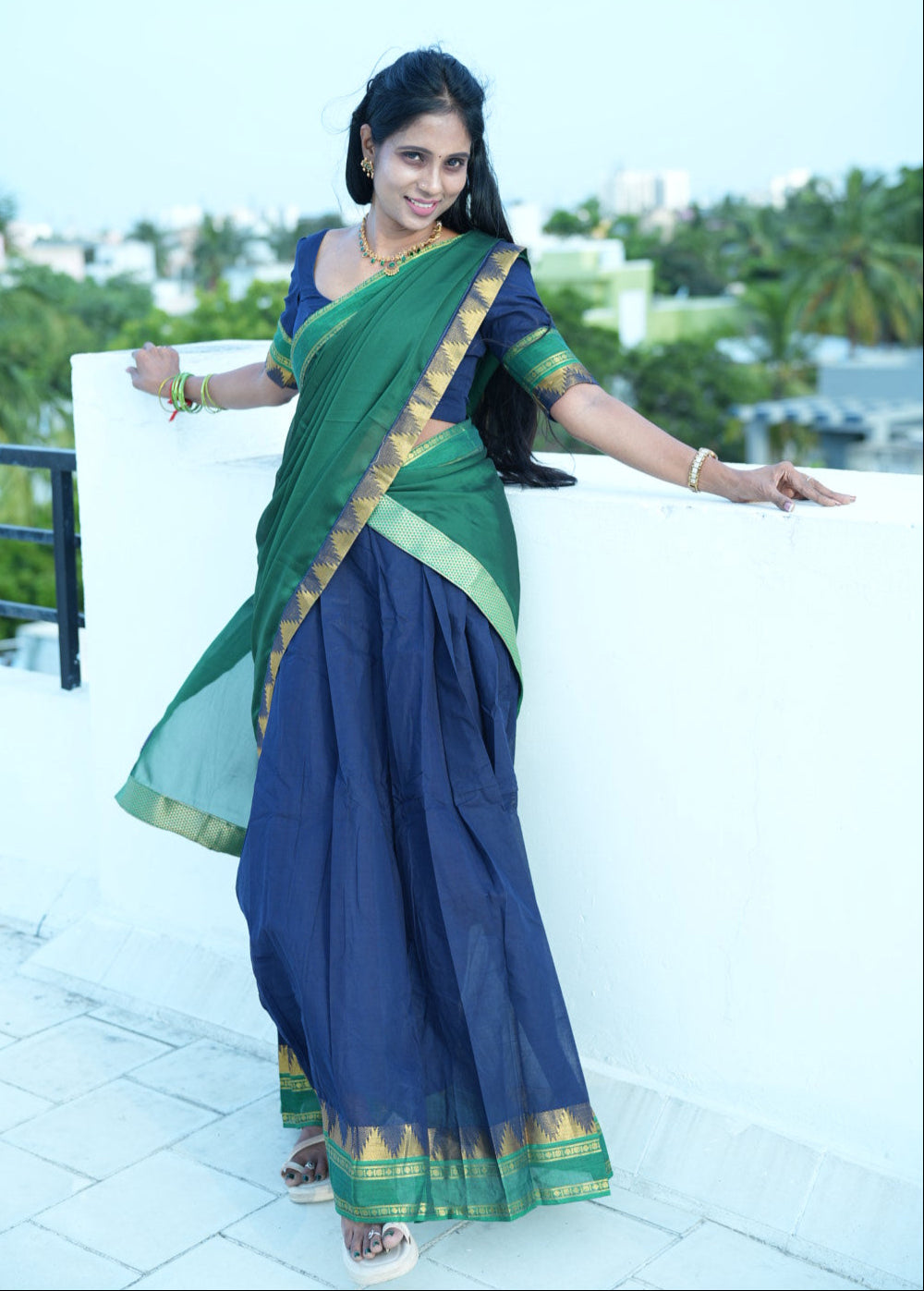 Temple Cotton Half Saree | SSHS212