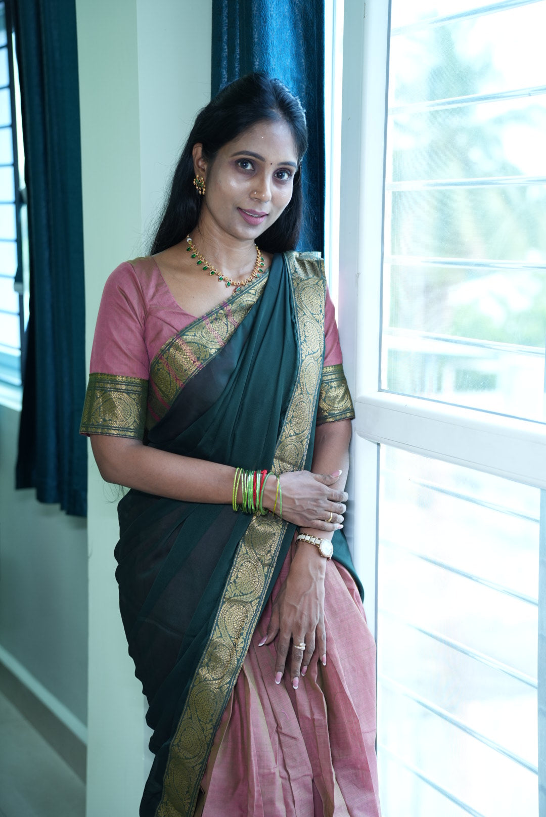 Temple Cotton Half Saree | SSHS212