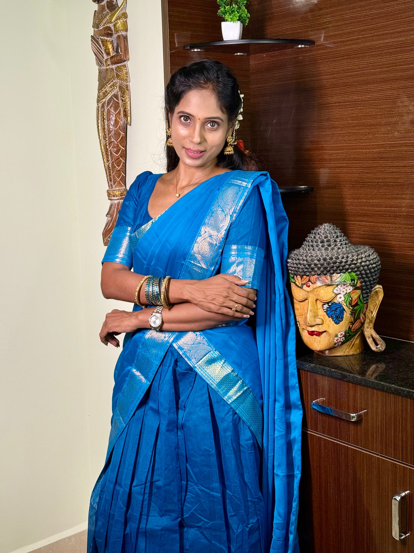 Temple Cotton Half Saree | SSHS212