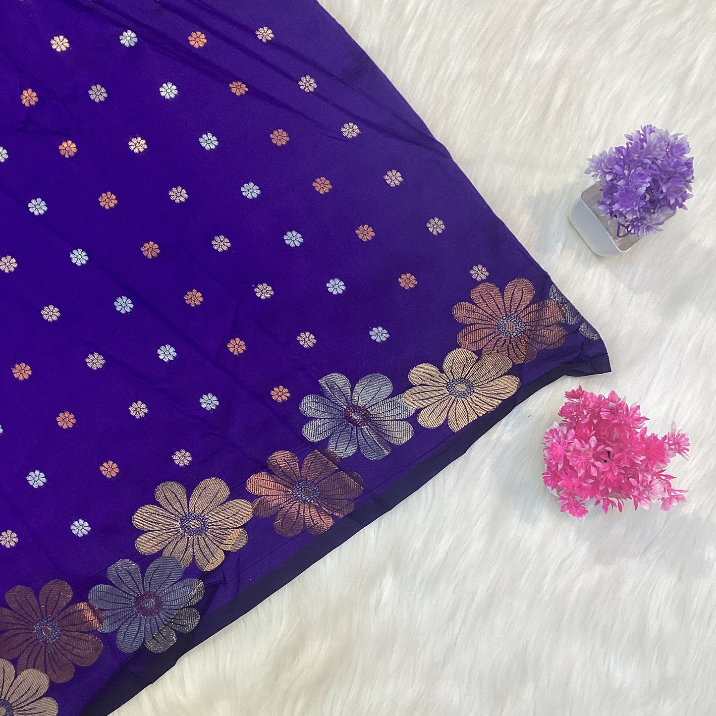 Flower Copper Silk Saree | SSCS248