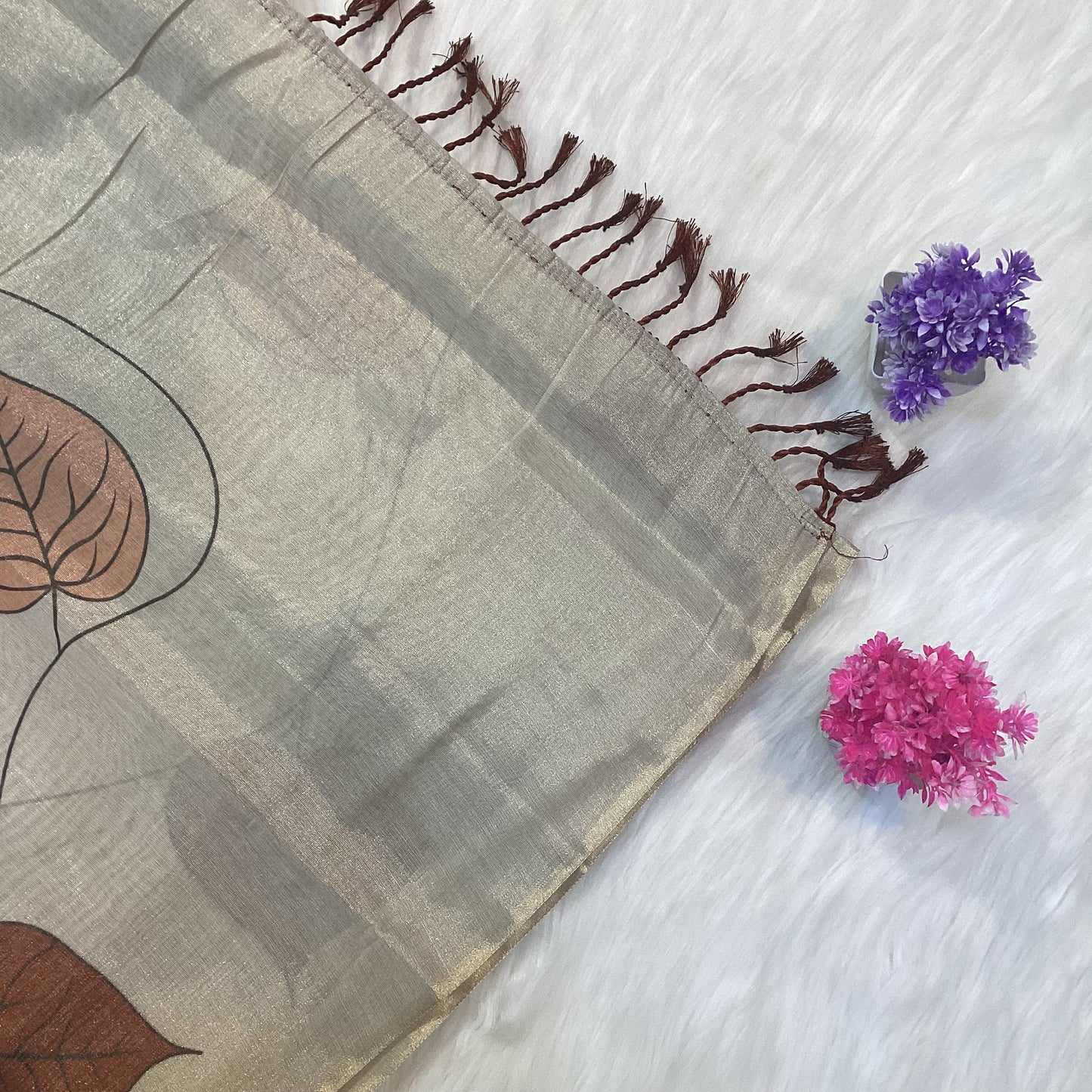 Tissue White Tussar Saree | SSWT250