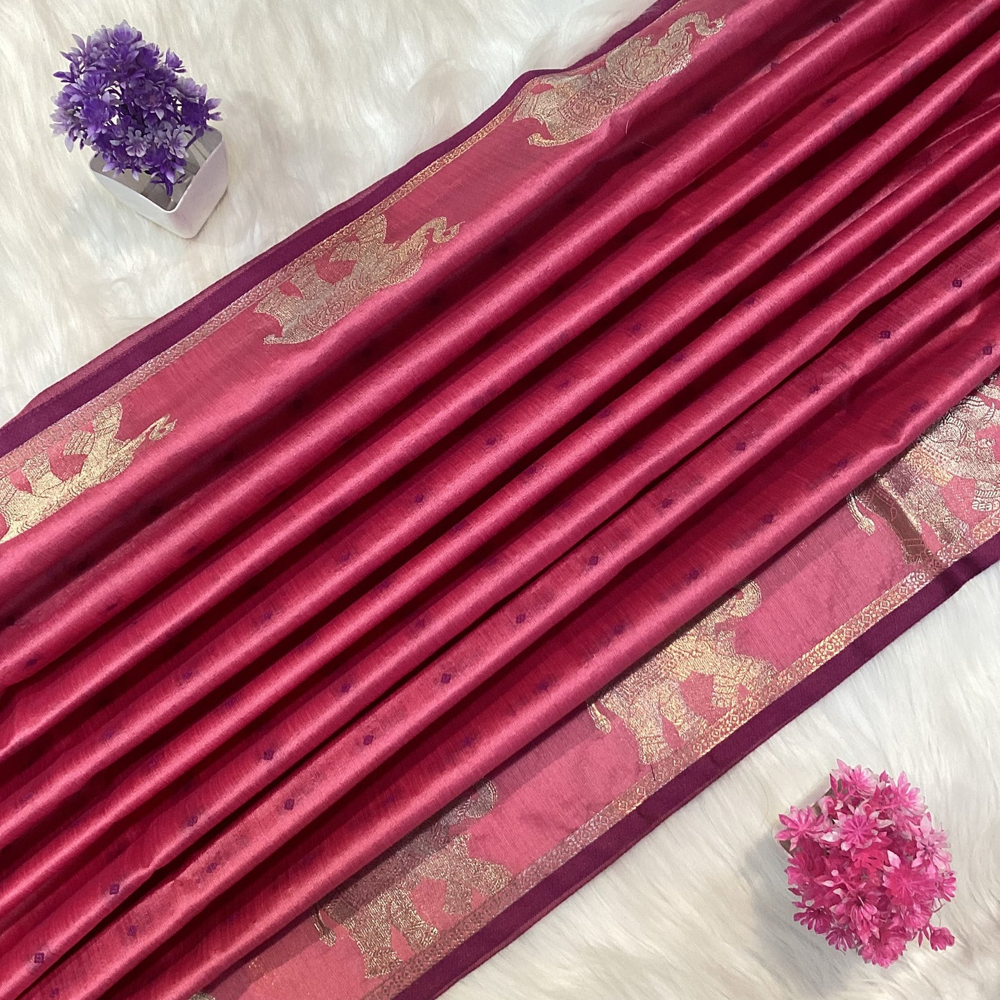 Elephant Tussar Silk Saree | SSTS254