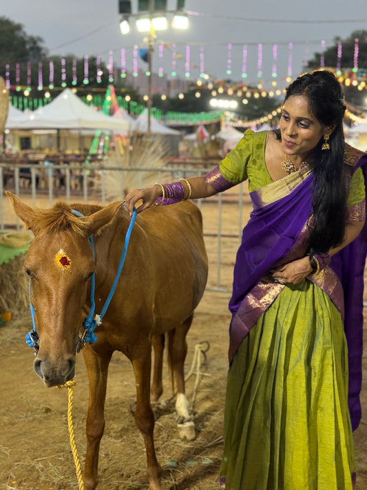 Temple Cotton Half Saree | SSHS212