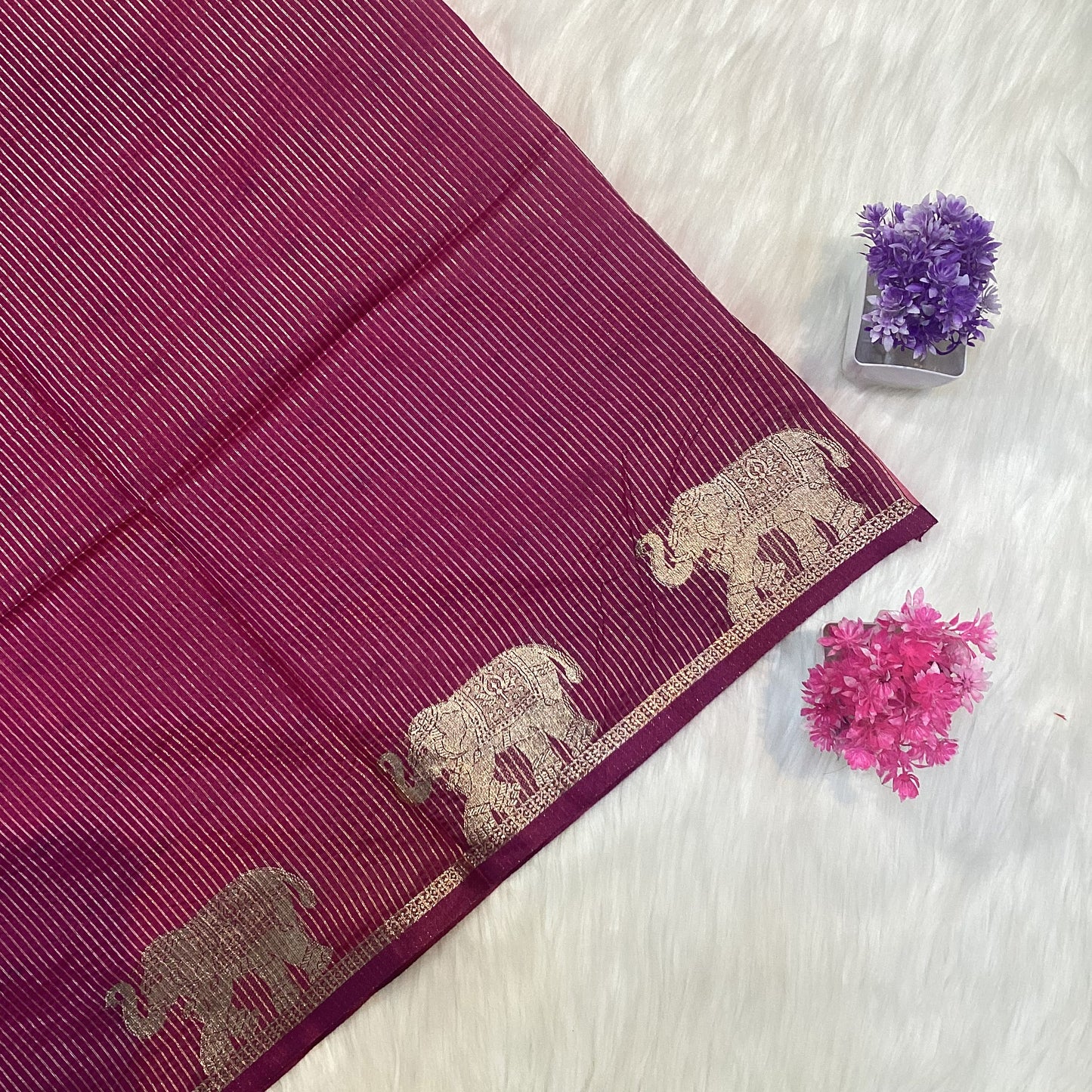 Elephant Tussar Silk Saree | SSTS254