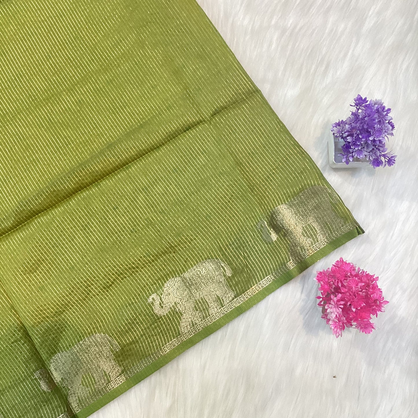 Elephant Tussar Silk Saree | SSTS254