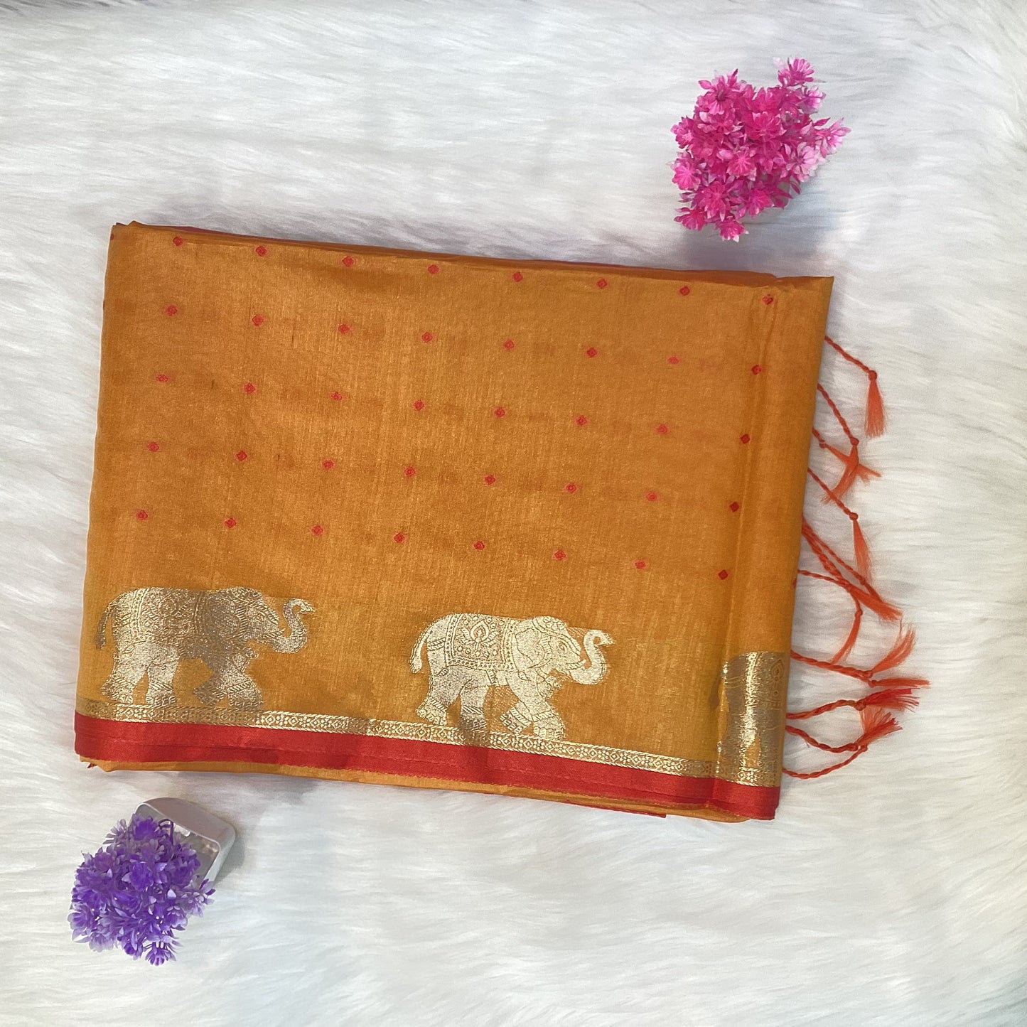 Elephant Tussar Silk Saree | SSTS254