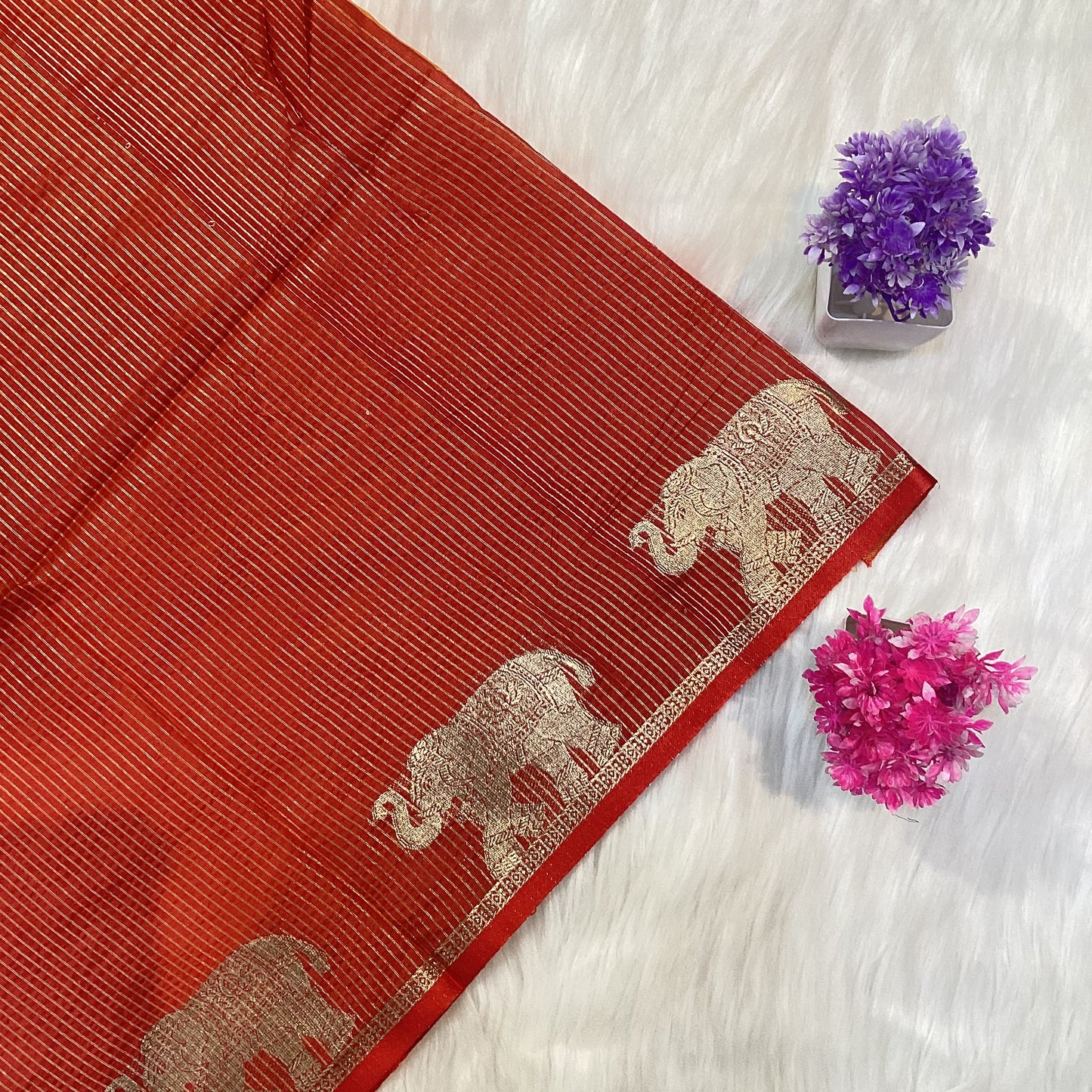 Elephant Tussar Silk Saree | SSTS254