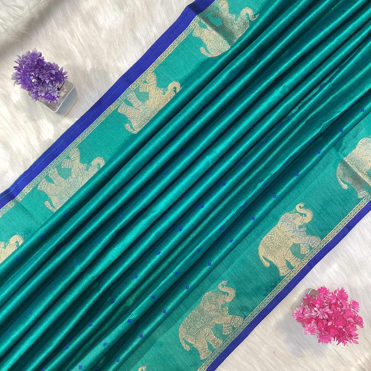 Elephant Tussar Silk Saree | SSTS254