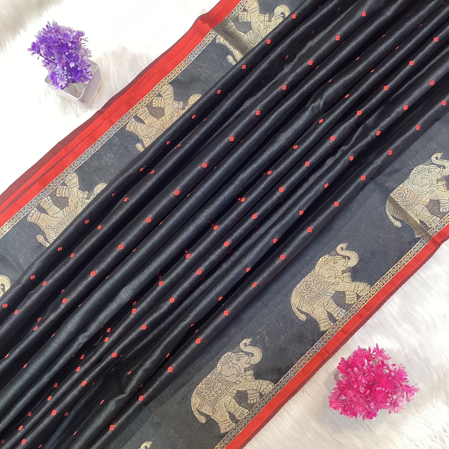 Elephant Tussar Silk Saree | SSTS254