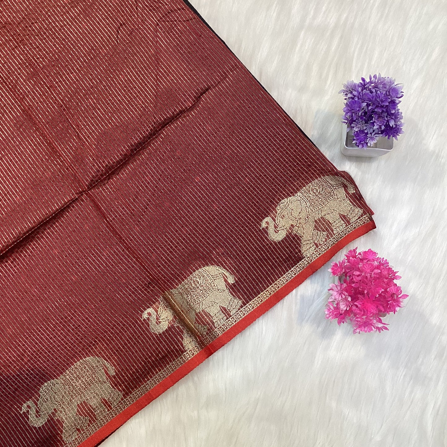 Elephant Tussar Silk Saree | SSTS254