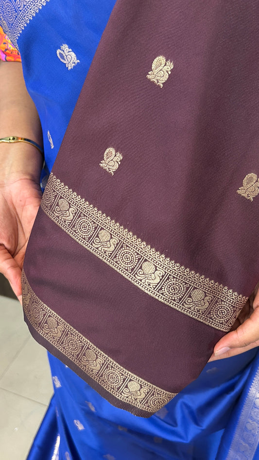 Heritage Zari Silk Brown Saree | SSSS328