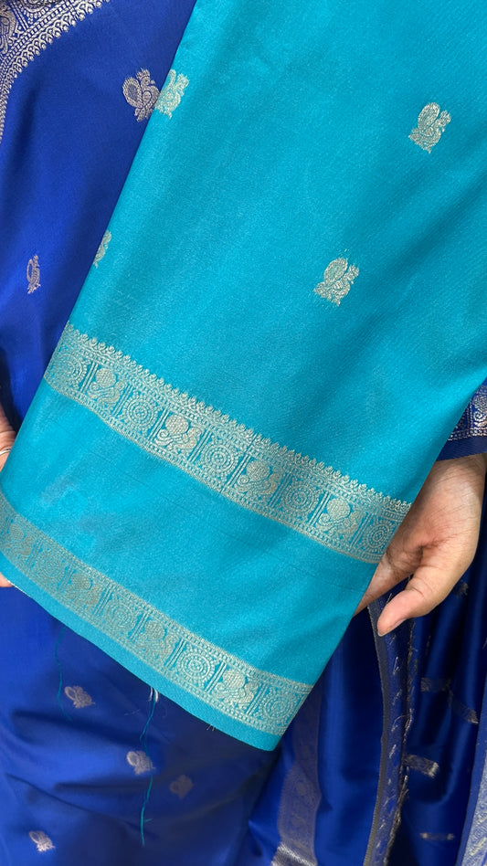 Heritage Zari Silk Aqua Blue Saree | SSSS328