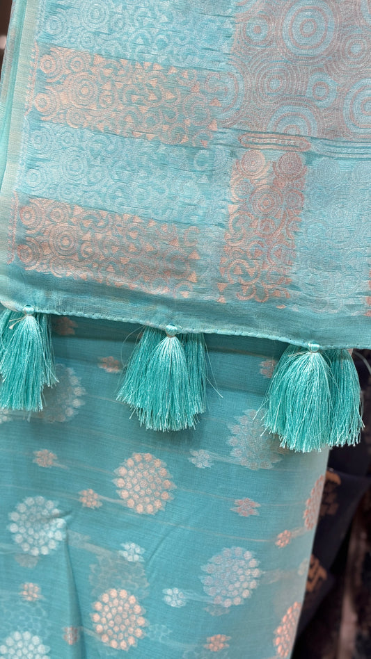Kamala Cotton Blue Saree | SSKC338