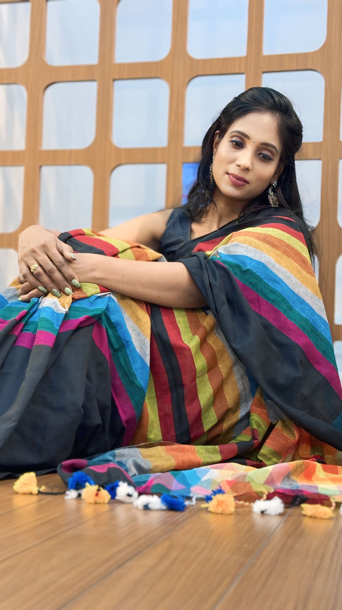 Pim Pom Mul Cotton Saree | SSDS277