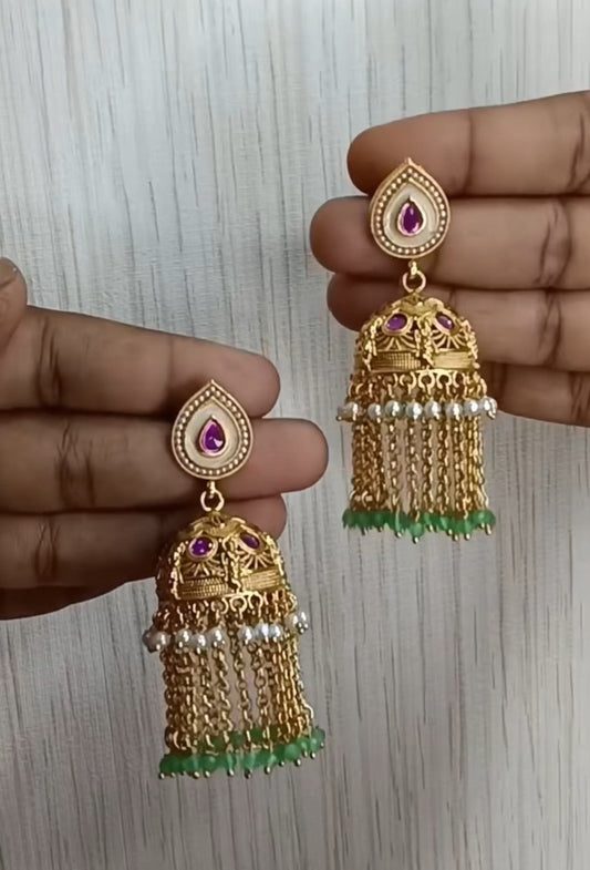 Emerald Pearl Drop Jhumka | SSEP015