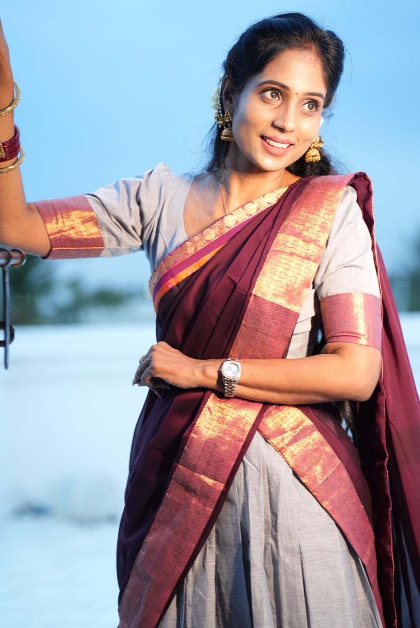Temple Cotton Half Saree | SSHS212