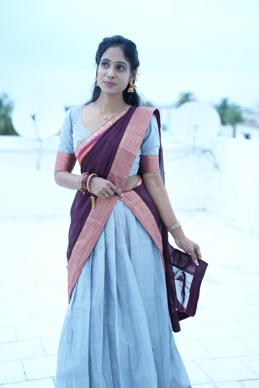 Temple Cotton Half Saree | SSHS212