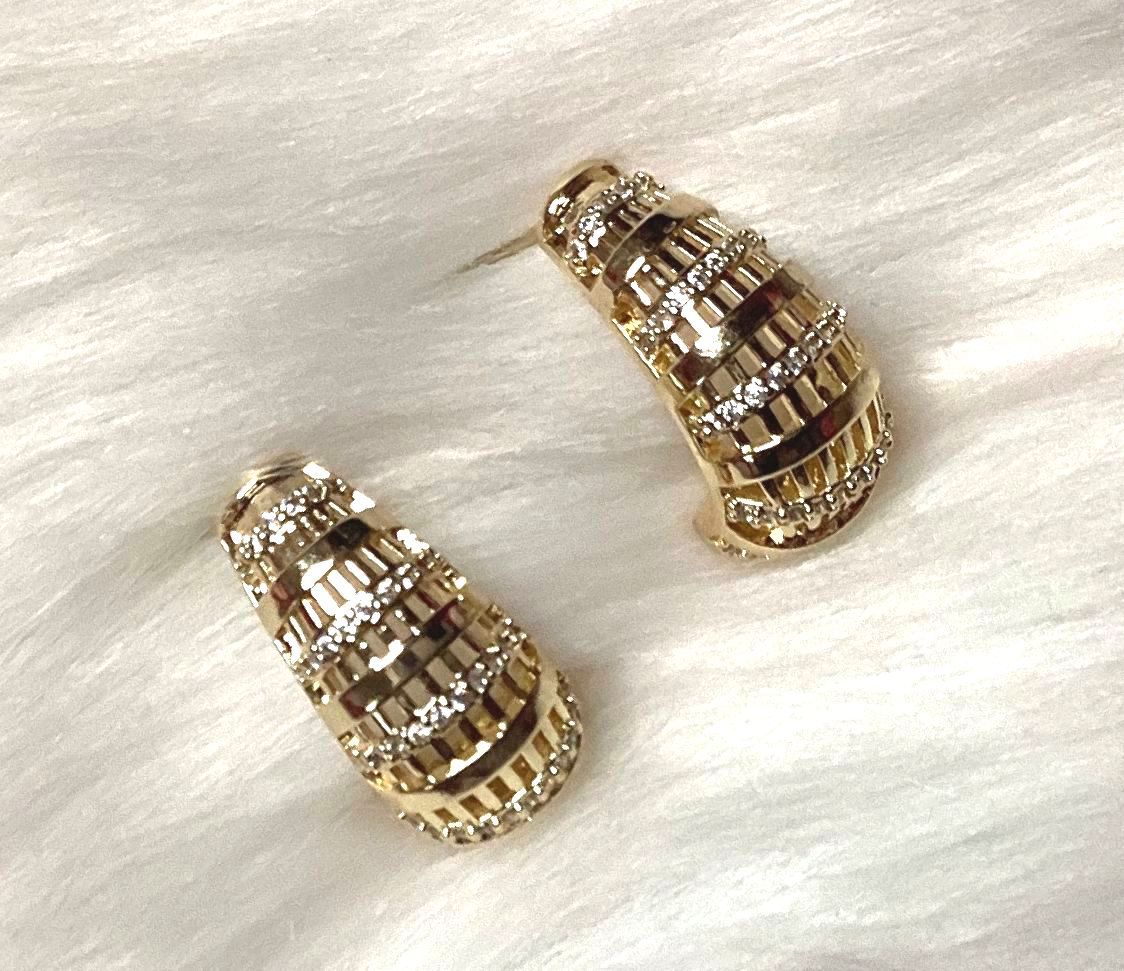 Cubic Zirconia Half-Hoop Earrings | SSHK237