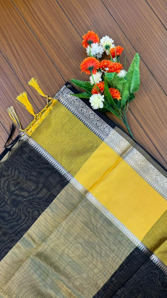 Contrast Border Mercerized Cotton Saree | SSMC360
