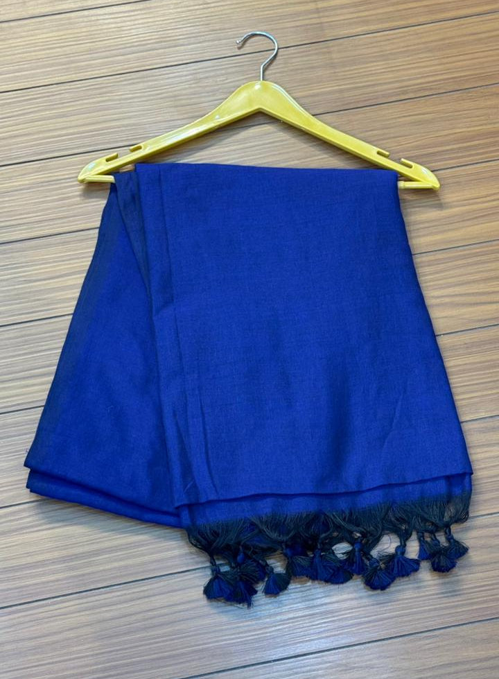 Khadi Cotton Navy Blue Saree | SSKC369