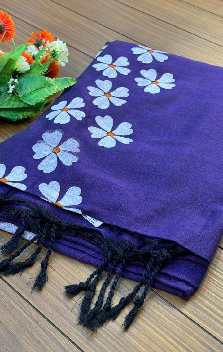 Soft Cotton Hand Print Saree | SSKC369