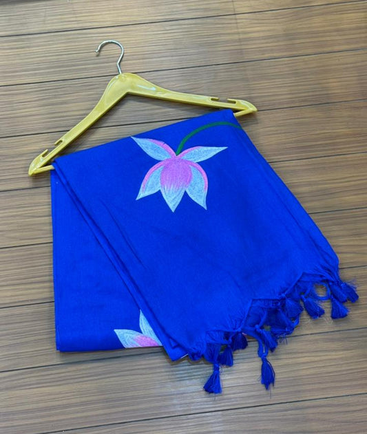 Soft Cotton Hand Print Saree | SSKC369