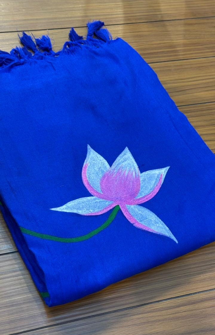 Soft Cotton Hand Print Saree | SSKC369