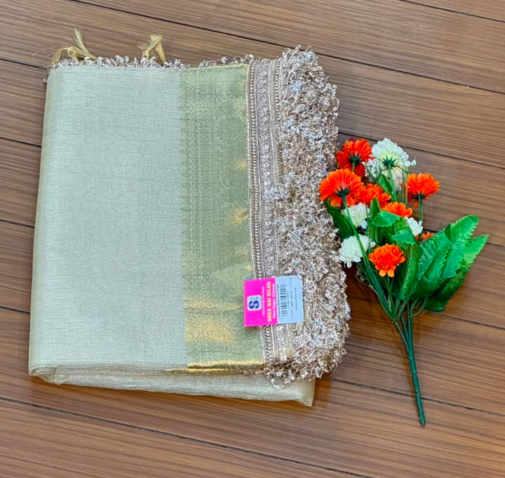 Fancy Tissue Lace Border Saree | SSLT395