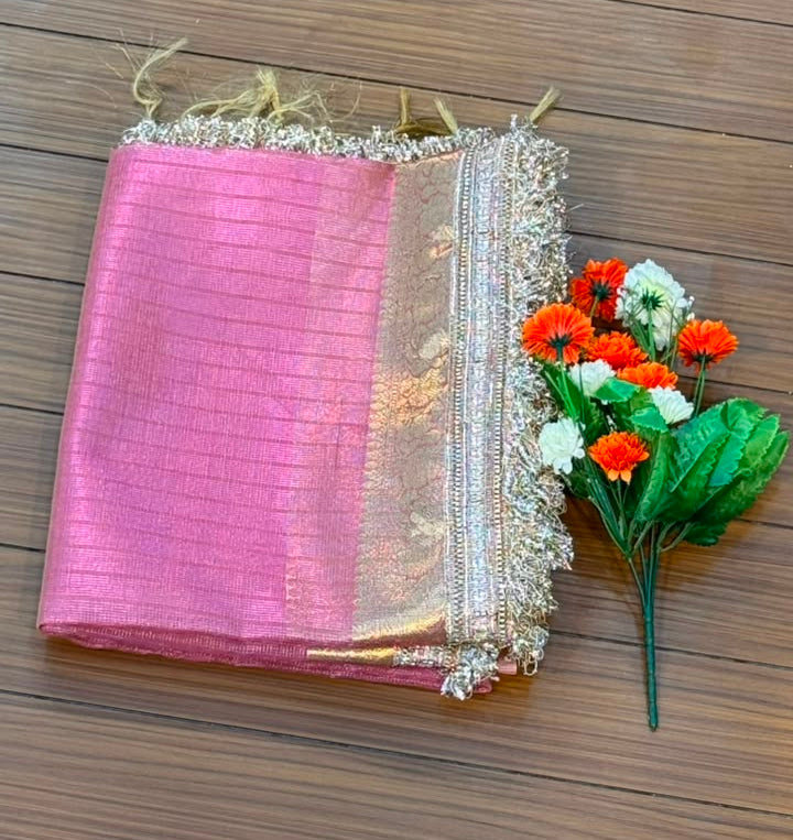 Fancy Tissue Lace Border Saree | SSLT395