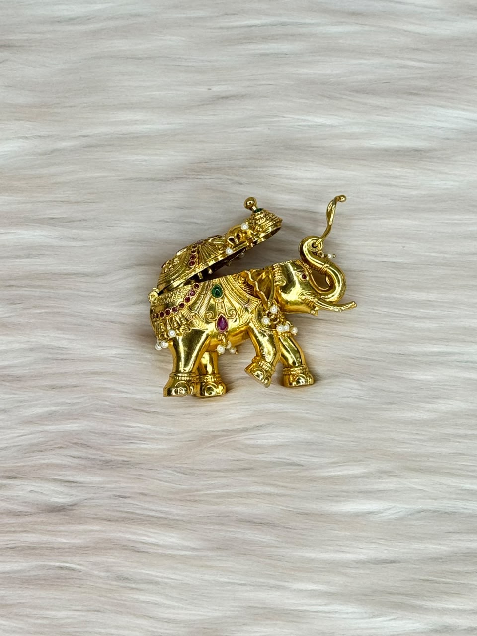 Antique Gold Elephant Kumkum Box | SSGG036