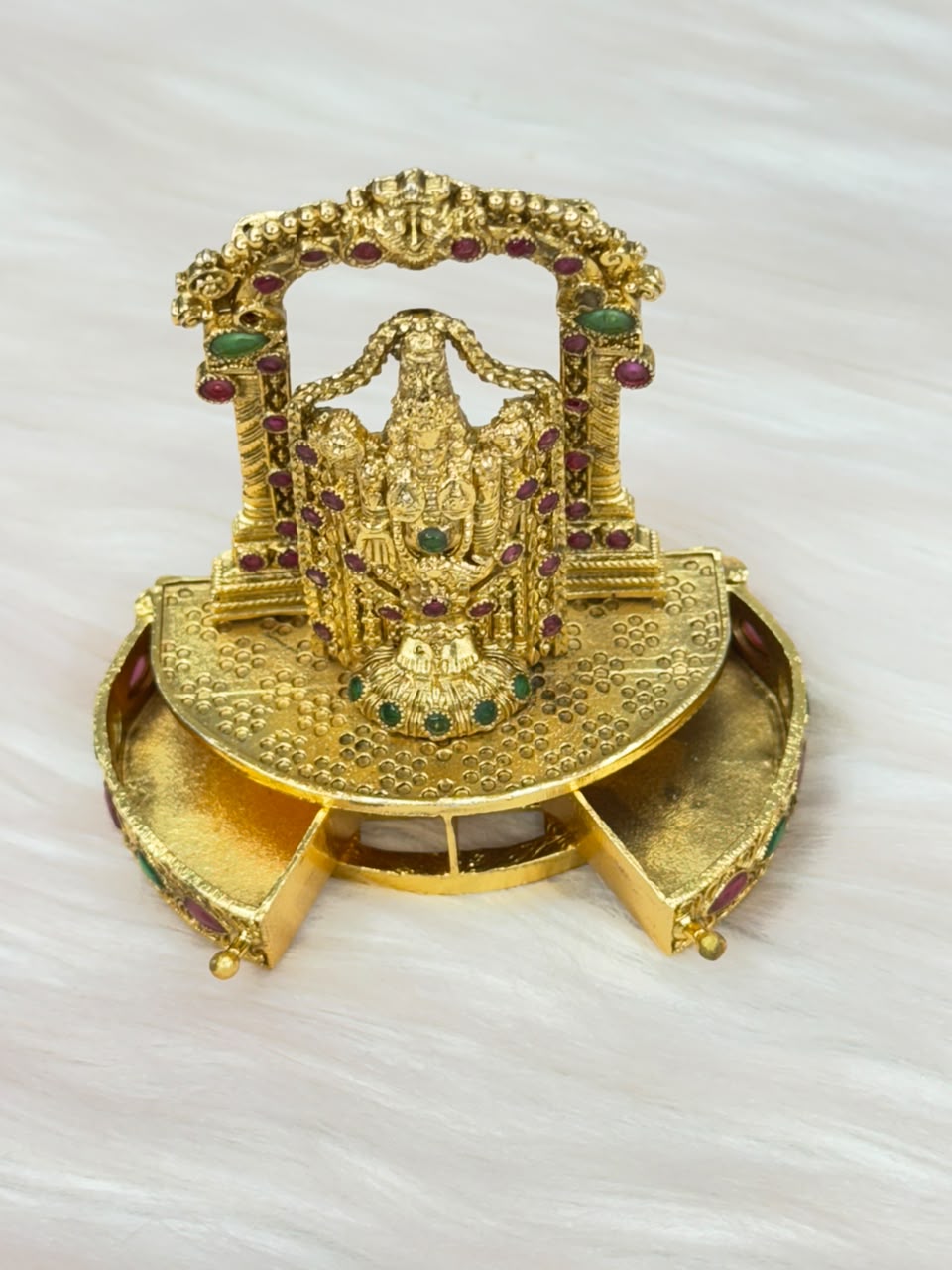 Antique Gold Lakshmi Narayana Mini Kumkum Box | SSLK037